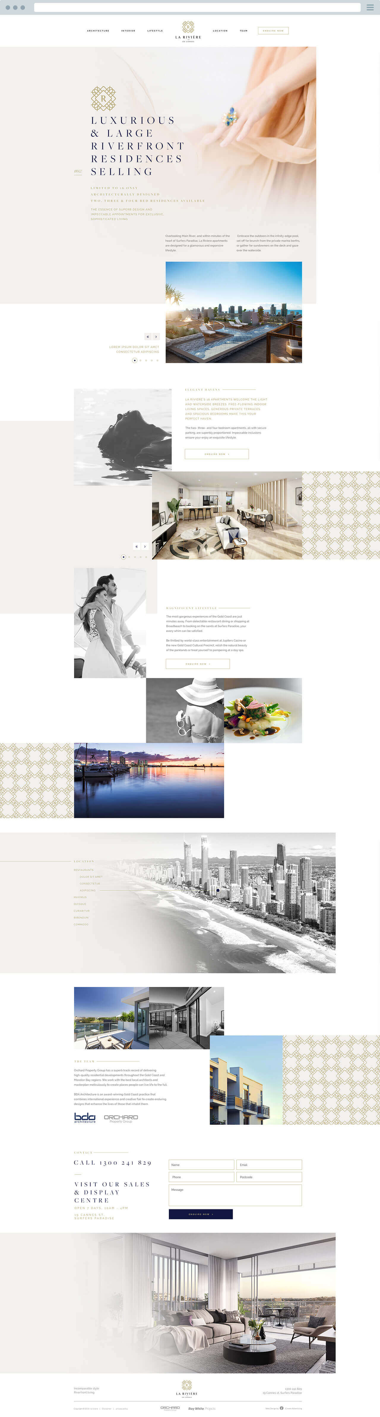 La Riviere on Cannes one page website design