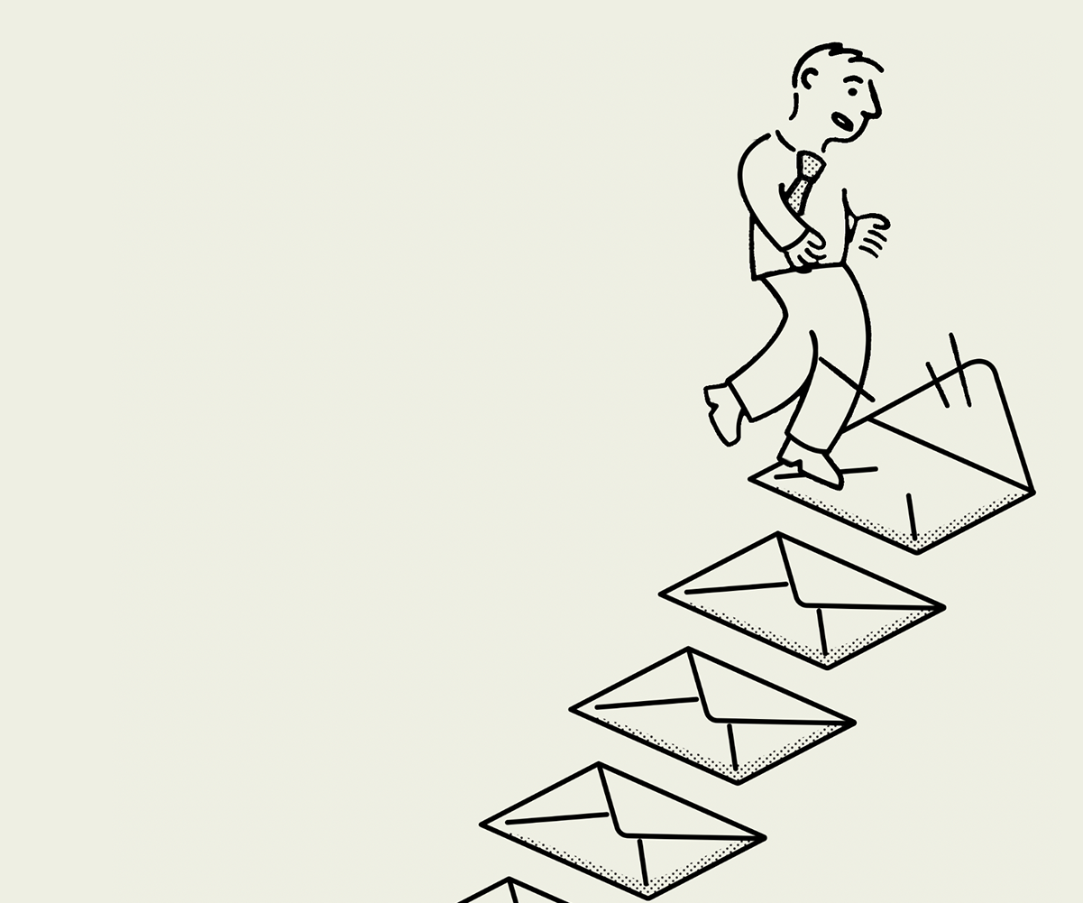 Man walking up an email nurture journey